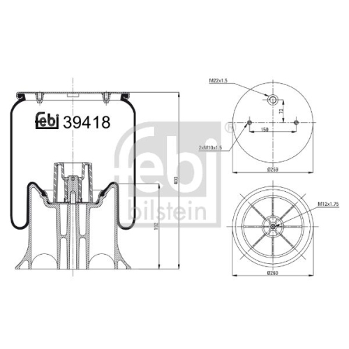 Febi Bilstein 39418 Luftfederbalg mit Kunststoffkolben , 1 St&uuml;ck