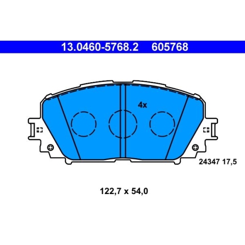 Bremsbelagsatz, Scheibenbremse ATE 13.0460-5768.2 f&uuml;r TOYOTA, Vorderachse