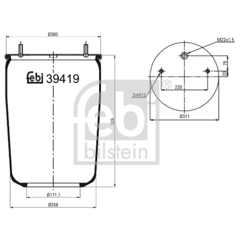 Febi Bilstein 39419 Luftfederbalg ohne Kolben , 1 St&uuml;ck