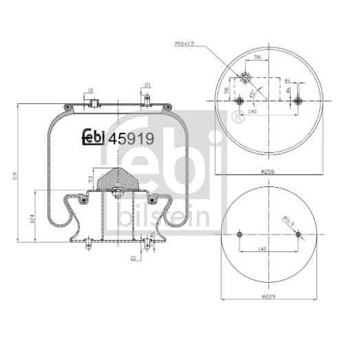 Febi Bilstein 45919 Luftfederbalg mit Stahlkolben , 1 St&uuml;ck