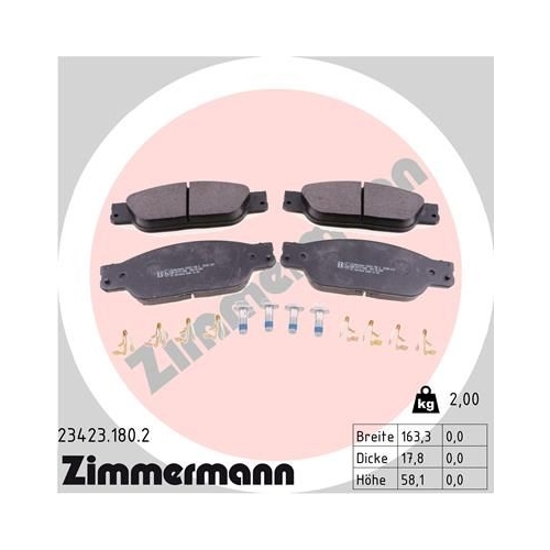 Bremsbelagsatz, Scheibenbremse ZIMMERMANN 23423.180.2 f&uuml;r FORD JAGUAR LINCOLN