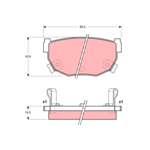 Bremsbelagsatz, Scheibenbremse TRW GDB3143 f&uuml;r NISSAN, Hinterachse