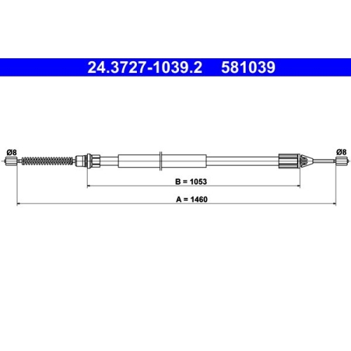 Seilzug, Feststellbremse ATE 24.3727-1039.2 f&uuml;r RENAULT, hinten