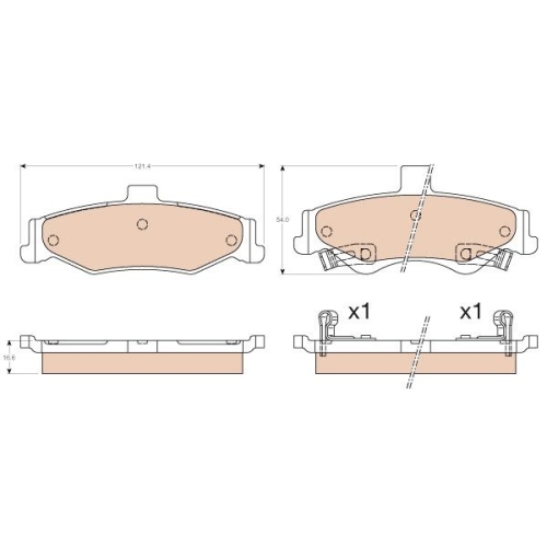 Bremsbelagsatz, Scheibenbremse TRW GDB3570 f&uuml;r CHEVROLET, Hinterachse
