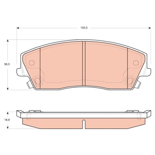 Bremsbelagsatz, Scheibenbremse TRW GDB4140 f&uuml;r CHRYSLER DODGE, Vorderachse