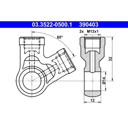 Ringstutzen, Rohrleitung ATE 03.3522-0500.1 f&uuml;r BUESSING HANOMAG MERCEDES-BENZ