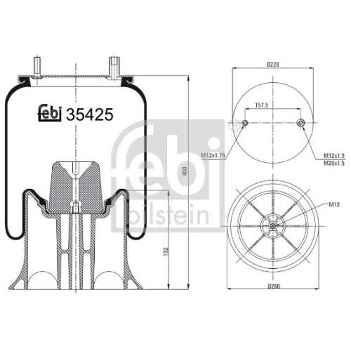 Febi Bilstein 39425 Luftfederbalg mit Kunststoffkolben , 1 St&uuml;ck