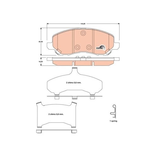 Bremsbelagsatz, Scheibenbremse TRW GDB4142 COTEC f&uuml;r CHRYSLER DODGE MITSUBISHI