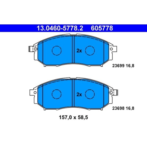 Bremsbelagsatz, Scheibenbremse ATE 13.0460-5778.2 f&uuml;r NISSAN RENAULT INFINITI