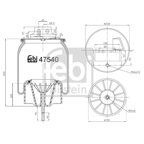 Febi Bilstein 47540 Luftfederbalg mit Kunststoffkolben und Kolbenstange , 1 St&uuml;ck