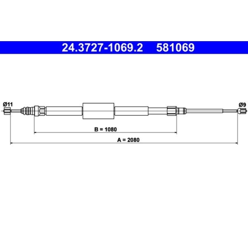 Seilzug, Feststellbremse ATE 24.3727-1069.2 f&uuml;r RENAULT, hinten