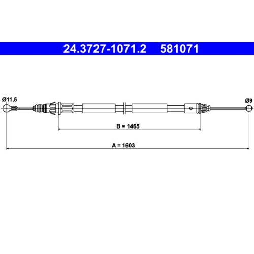 Seilzug, Feststellbremse ATE 24.3727-1071.2 f&uuml;r NISSAN OPEL RENAULT