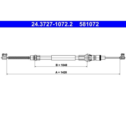 Seilzug, Feststellbremse ATE 24.3727-1072.2 f&uuml;r NISSAN OPEL RENAULT, hinten