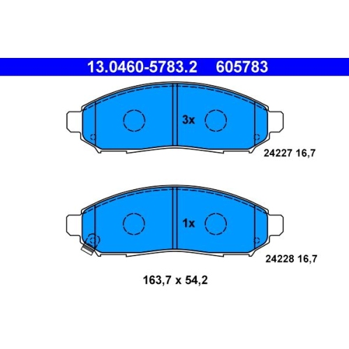 Bremsbelagsatz, Scheibenbremse ATE 13.0460-5783.2 f&uuml;r NISSAN, Vorderachse