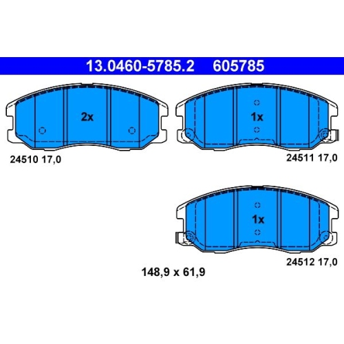 Bremsbelagsatz, Scheibenbremse ATE 13.0460-5785.2 f&uuml;r OPEL CHEVROLET