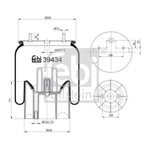 Febi Bilstein 39434 Luftfederbalg mit Kunststoffkolben , 1 St&uuml;ck