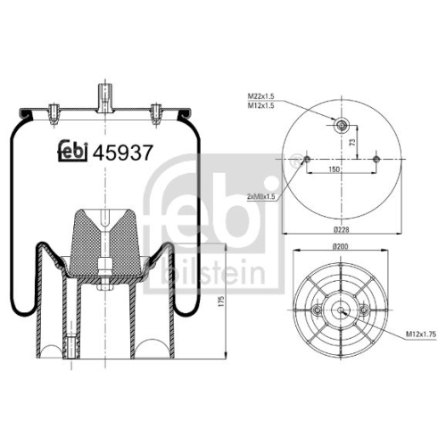 Febi Bilstein 45937 Luftfederbalg mit Kunststoffkolben , 1 St&uuml;ck