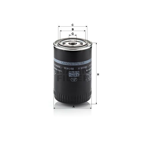 &Ouml;lfilter MANN-FILTER W 940/50 f&uuml;r VAG