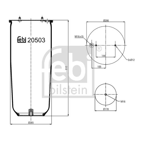 Febi Bilstein 20503 Luftfederbalg ohne Kolben , 1 St&uuml;ck