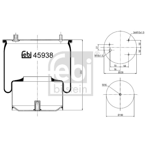 Febi Bilstein 45938 Luftfederbalg mit Stahlkolben , 1 St&uuml;ck