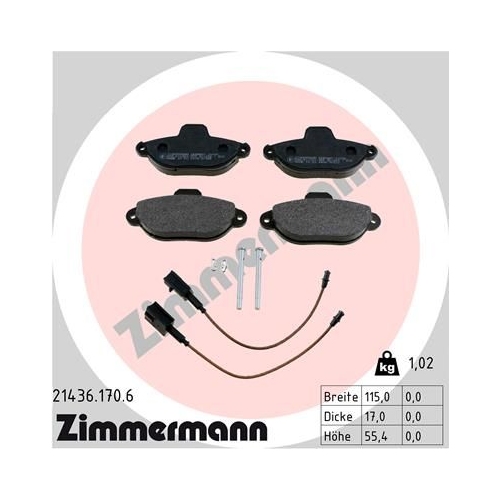 Bremsbelagsatz, Scheibenbremse ZIMMERMANN 21436.170.6 f&uuml;r FIAT FORD, Vorderachse
