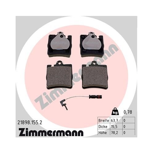 Bremsbelagsatz, Scheibenbremse ZIMMERMANN 21898.155.2 f&uuml;r MERCEDES-BENZ