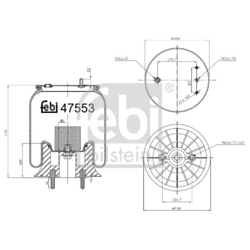Febi Bilstein 47553 Luftfederbalg mit Kunststoffkolben , 1 St&uuml;ck