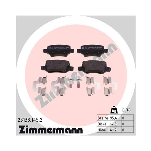 Bremsbelagsatz, Scheibenbremse ZIMMERMANN 23138.145.2 f&uuml;r MERCEDES-BENZ
