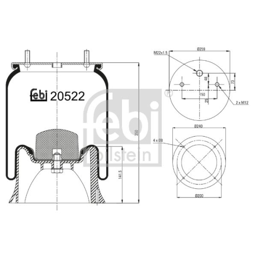 Febi Bilstein 20522 Luftfederbalg mit Kunststoffkolben , 1 St&uuml;ck