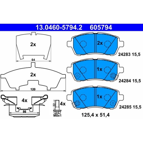 Bremsbelagsatz, Scheibenbremse ATE 13.0460-5794.2 f&uuml;r DAIHATSU MAZDA SUZUKI