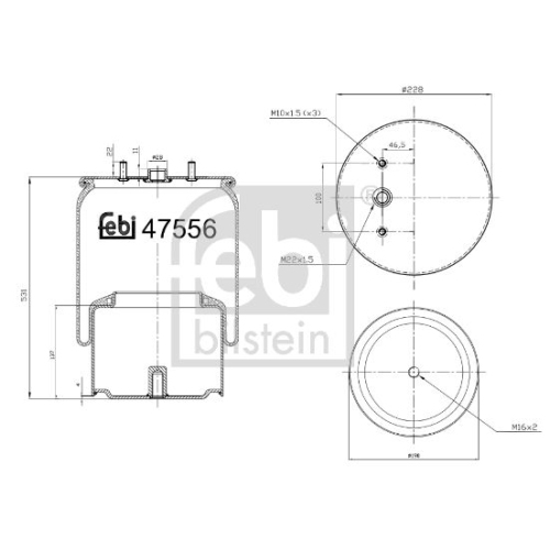 Febi Bilstein 47556 Luftfederbalg mit Stahlkolben , 1 St&uuml;ck