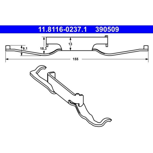 Feder, Bremssattel ATE 11.8116-0237.1 f&uuml;r CITRO&Euml;N FIAT PEUGEOT VAG, Vorderachse