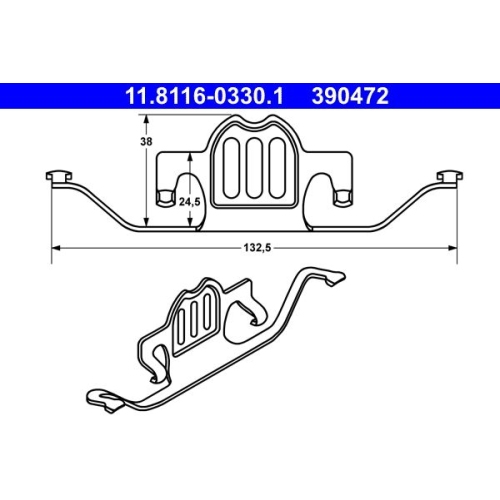 Feder, Bremssattel ATE 11.8116-0330.1 f&uuml;r BMW, Hinterachse