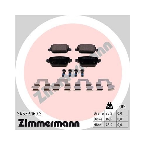 Bremsbelagsatz, Scheibenbremse ZIMMERMANN 24537.160.2 f&uuml;r FORD, Hinterachse
