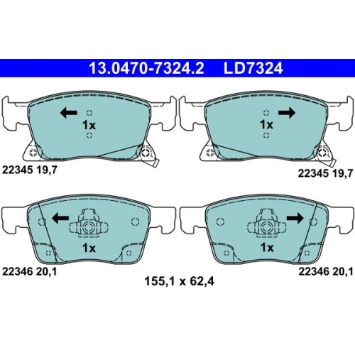Bremsbelagsatz, Scheibenbremse ATE 13.0470-7324.2 ATE Ceramic f&uuml;r OPEL VAUXHALL
