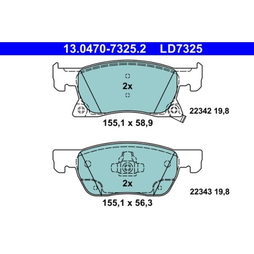 Bremsbelagsatz, Scheibenbremse ATE 13.0470-7325.2 ATE Ceramic f&uuml;r OPEL VAUXHALL