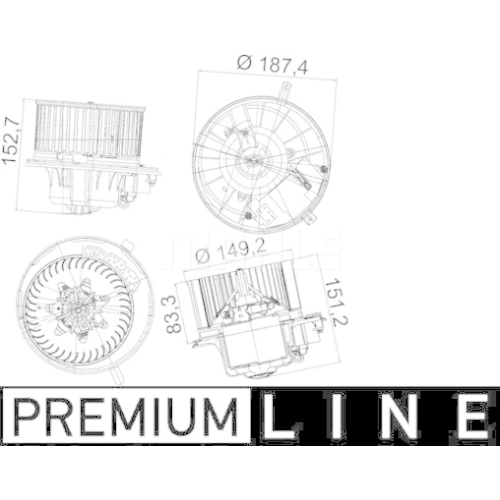 Innenraumgebl&auml;se MAHLE AB 149 000P PREMIUM LINE f&uuml;r AUDI VAG VW (FAW) VW (SVW)
