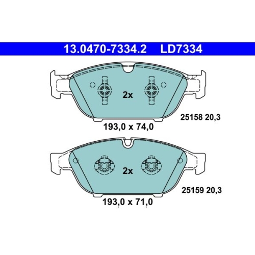 Bremsbelagsatz, Scheibenbremse ATE 13.0470-7334.2 ATE Ceramic f&uuml;r VAG