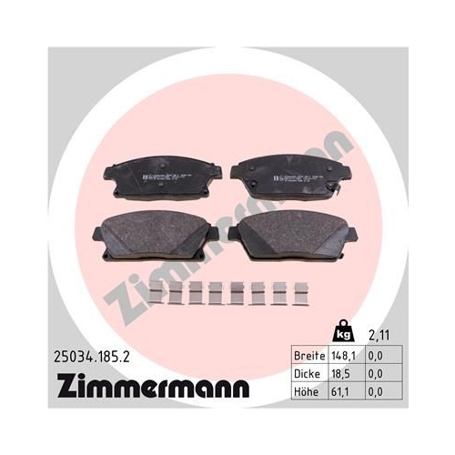 Bremsbelagsatz, Scheibenbremse ZIMMERMANN 25034.185.2 f&uuml;r OPEL GENERAL MOTORS