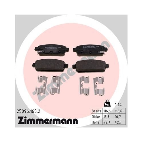 Bremsbelagsatz, Scheibenbremse ZIMMERMANN 25096.165.2 f&uuml;r OPEL GENERAL MOTORS