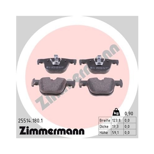Bremsbelagsatz, Scheibenbremse ZIMMERMANN 25514.180.1 f&uuml;r BMW BMW (BRILLIANCE)