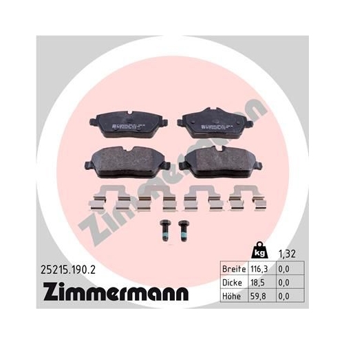Bremsbelagsatz, Scheibenbremse ZIMMERMANN 25215.190.2 f&uuml;r MERCEDES-BENZ