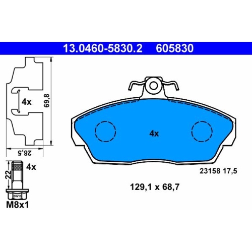 Bremsbelagsatz, Scheibenbremse ATE 13.0460-5830.2 f&uuml;r LAND ROVER, Vorderachse