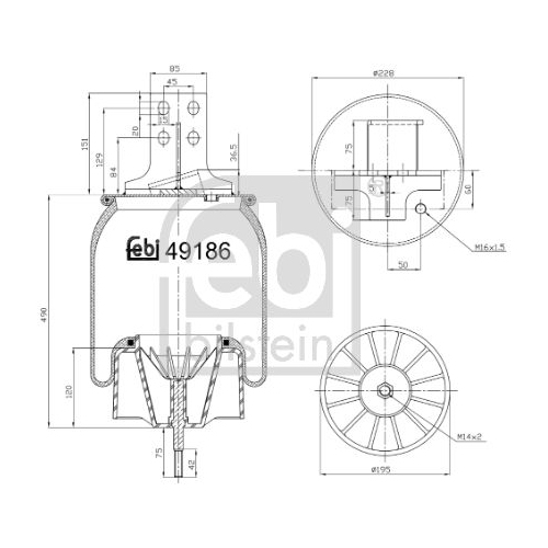 Febi Bilstein 49186 Luftfederbalg mit Stahlkolben und Kolbenstange , 1 St&uuml;ck