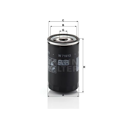 &Ouml;lfilter MANN-FILTER W 719/13 f&uuml;r FORD MERCEDES-BENZ GENERAL MOTORS
