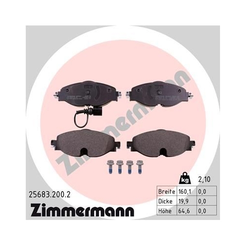 Bremsbelagsatz, Scheibenbremse ZIMMERMANN 25683.200.2 f&uuml;r AUDI VW VAG