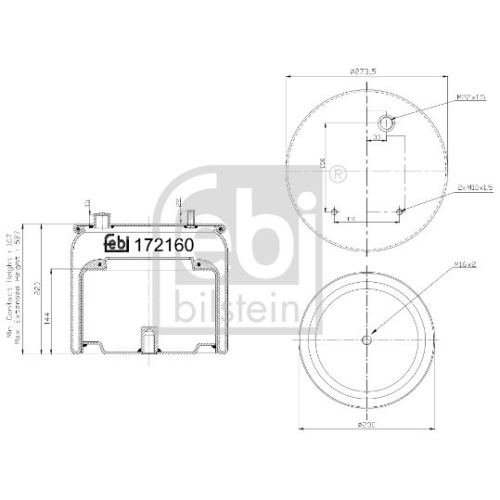 Febi Bilstein 172160 Luftfederbalg mit Stahlkolben, 1 St&uuml;ck