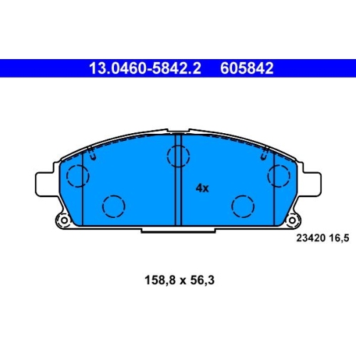 Bremsbelagsatz, Scheibenbremse ATE 13.0460-5842.2 f&uuml;r NISSAN, Vorderachse