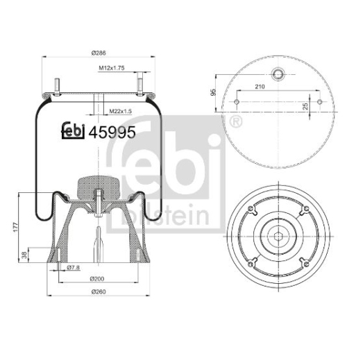 Febi Bilstein 45995 Luftfederbalg mit Kunststoffkolben , 1 St&uuml;ck