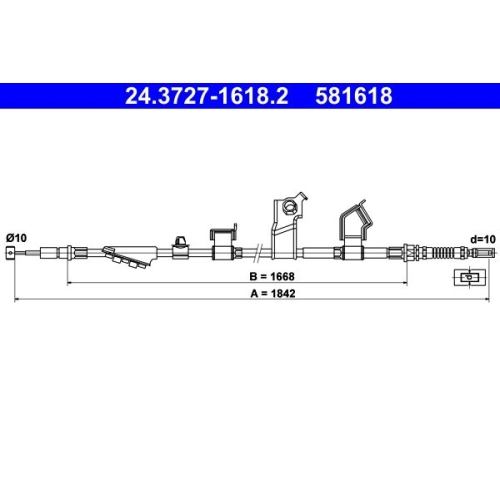Seilzug, Feststellbremse ATE 24.3727-1618.2 f&uuml;r HONDA, hinten links